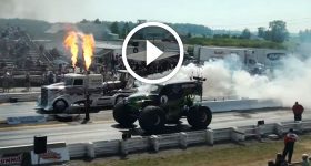 WHO WINS? GRAVE DIGGER vs GODZILLA Jet Powered Truck!