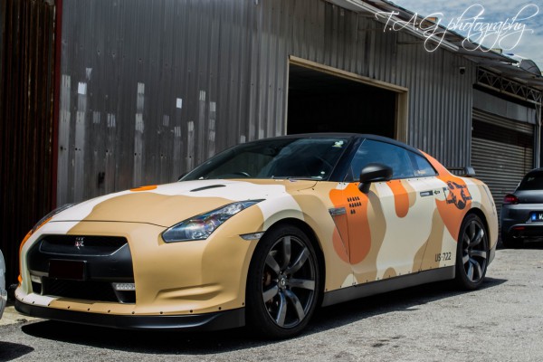 Camouflaged Nissan GT-R in Bandar Sunway, Malaysia front three quarter left side