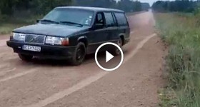 This Guy is Drifting a Volvo Wagon on Dirt Road!