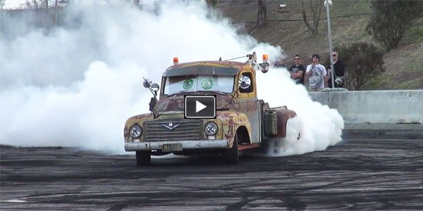 1950 V8 TRUCK in a MASSIVE WILD BURNOUT