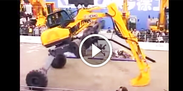 Chinese Excavator Performing Amazing Show