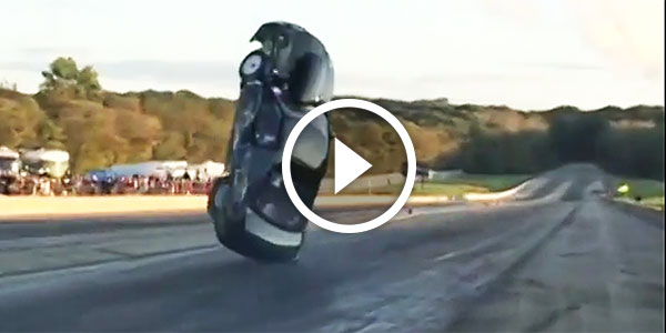 OMG! Black Drag Car Almost Flips Over While Doing Wheelstand !!!