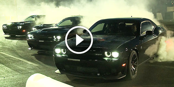 Drift With Four Dodge Challenger SRT Hellcats