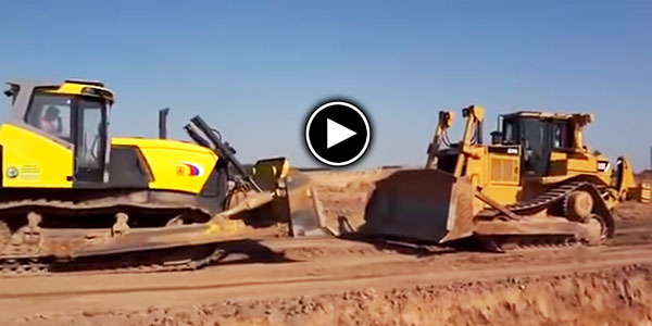 REVERSE Tug of WAR 2 Dozers in a GREAT CLASH