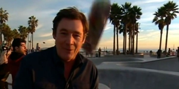 Reporter Mike Armor Receives a Flying Skateboard in the head