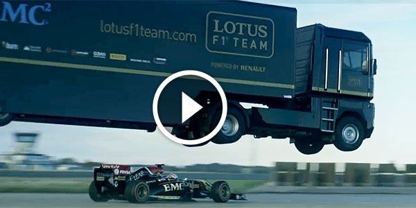 WORLD-RECORD EMC Truck Jump over the Lotus F1 Car