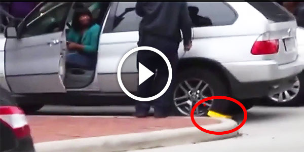 BMW Woman Drive With Tire Lock