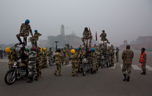 India's Border Patrol Daredevil Team rehearsing for the Day of the Republic