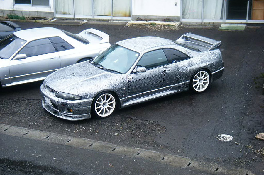 Scratched and doodled Nissan Skyline GTR 10