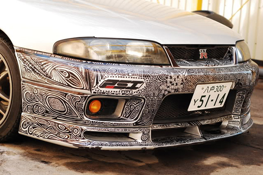 Scratched and doodled Nissan Skyline GTR 11