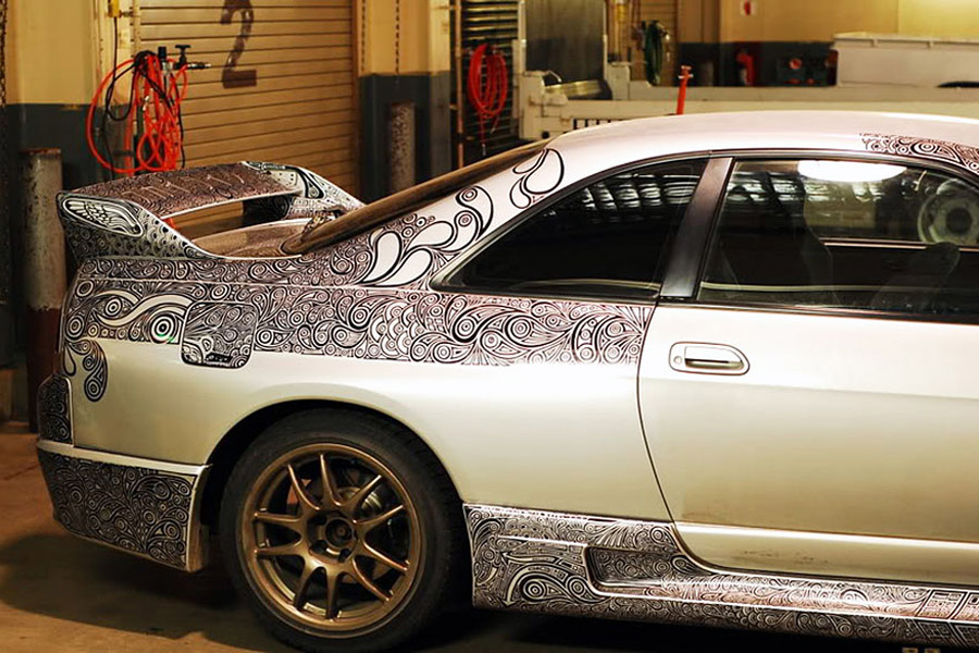 Scratched and doodled Nissan Skyline GTR 6