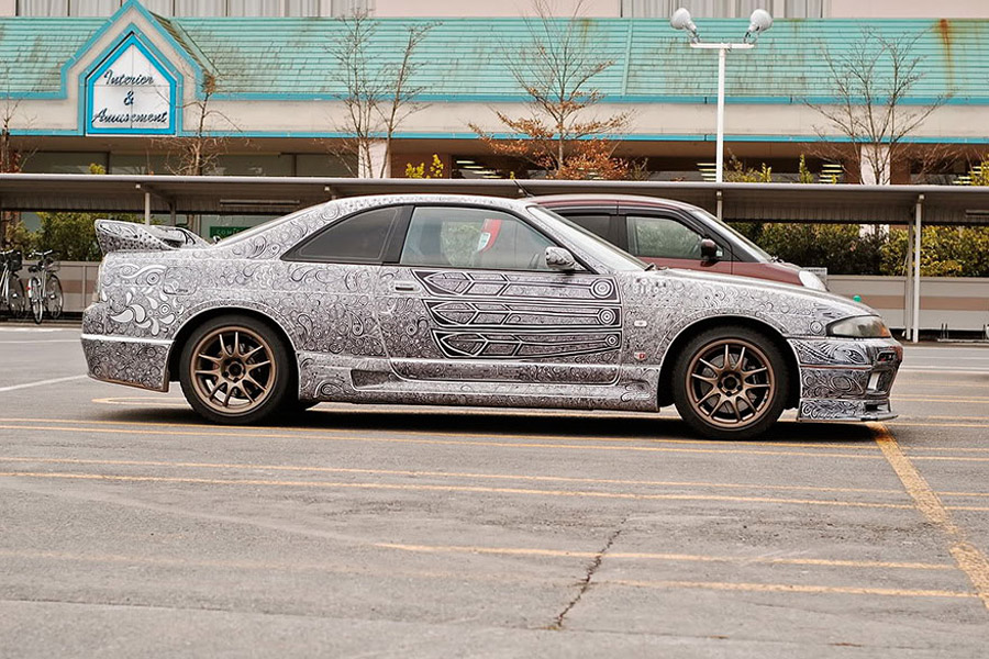 Scratched and doodled Nissan Skyline GTR 9