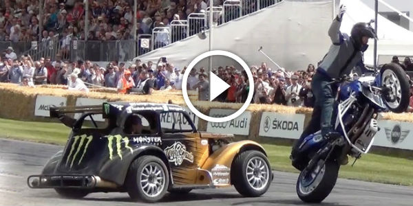 Stunt Bike and Drift Car Madness - Donuts Around People Wheelies and Crazy Drifting