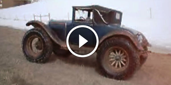 Video 1930 Model A Ford Mail Car Leaving Snow & Setting By Pavement