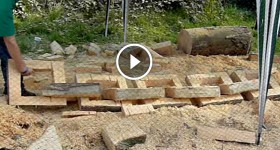 Chainsaw sculpture - making a link chain from a single log - cl