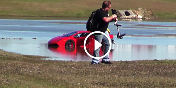 2000HP Lamborghini loses control into lake