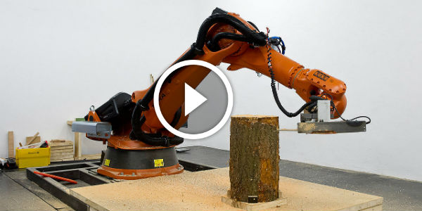 Robot With A Chainsaw Carving Stools