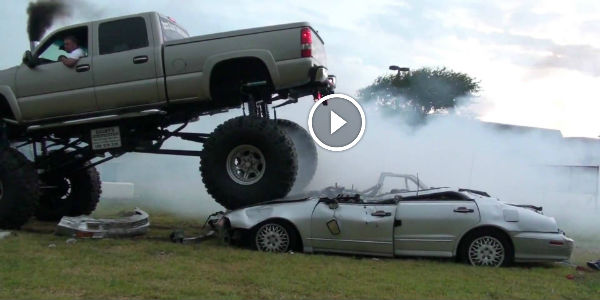 2.5 TON CHEVY DURAMAX DIESEL DOIN A BURNOUT ON TWO CARS