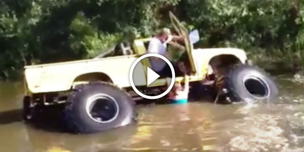 Truck Accidentally Rolls Flips Over In Mud Going Uphill