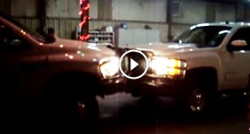 Chevy vs. Dodge Bumper to Bumper Truck 'Pushing Match' Round 4 Final!