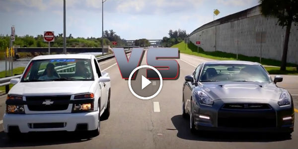 Duramax powered Colorado battles R35 GTR on the street!