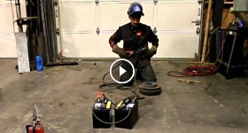 Welding with jumper cables and a pair of batteries