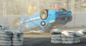 Mustang Racing Crash into Barrier Gets Flipped