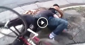 Bike Thief Gets A Heavy NFL Sized Tackle