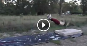 Idiot does a sliding rodeo in the backyard