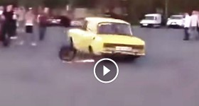 russian car drifting in moscow