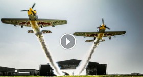 Death-defying Stunt Two planes fly side-by-side through hangar in Wales
