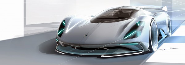 Porsche Electric Le Mans 2035 Prototype front three quarters design