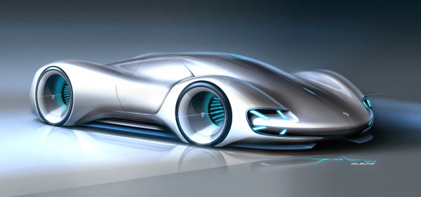 Porsche Electric Le Mans 2035 Prototype front three quarters design plan