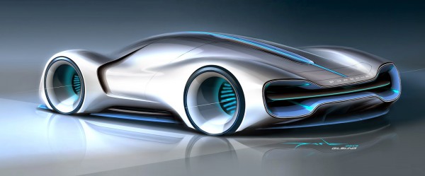 Porsche Electric Le Mans 2035 Prototype rear three quarters design plan