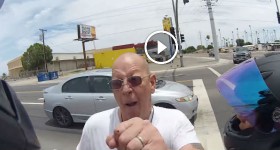 Road Rage Against Motoryclist Turns Physical