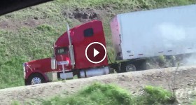 Semi-truck brakes fail and uses emergency runaway truck lane
