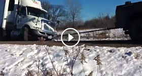 Chevy Duramax pulls Semi truck out of the ditch
