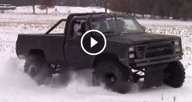 Black Chevy Breaks Drive Shaft Snow Bogging At Winter Jam