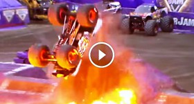 Monster Truck Pulls Off Double Backflip