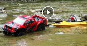 RC ADVENTURES - Ford Raptor 4x4 & Modified NQD Jet Boat on the Trail - Radio Control 1 10th Scale