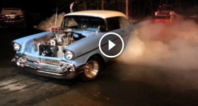 Supercharged Big Block 57 Chevy Bel Air Monster Burnout