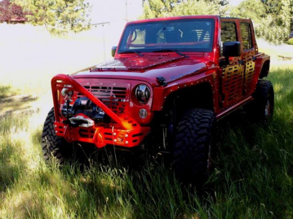 jk skinz jeep with tires front three quarters
