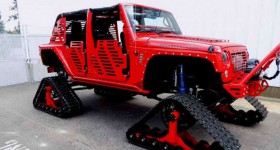 jk skinz jeep with tracks front side three quarters - cl