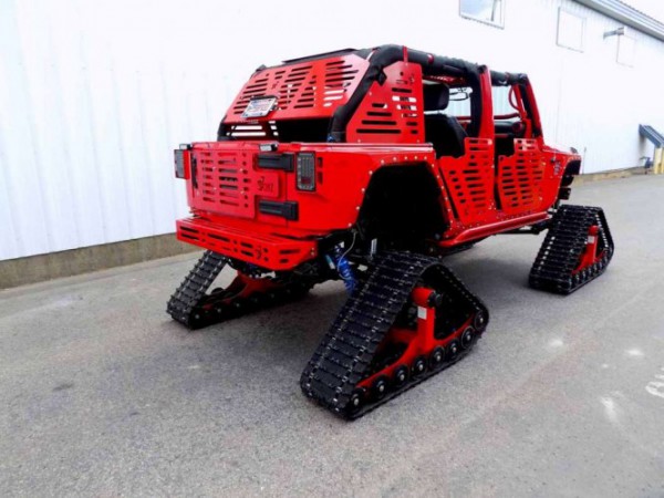 jk skinz jeep with tracks rear three quarters