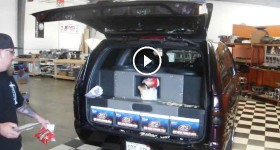 SOUND SYSTEM BASS DISINTEGRATES BAG OF CHIPS - 4 18 woofers 30000 Watts