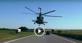 Helicopter Patrolling The Highway in Ukraine