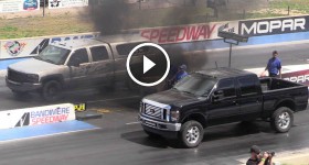 Ford Powerstroke Diesel vs Chevy Duramax Drag Race