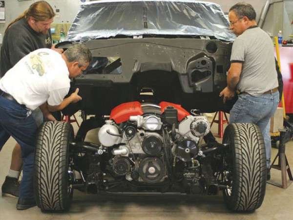 So-Cal Speed Shop 1966 Chevrolet Chevelle LS7 installing the new LS7 engine view
