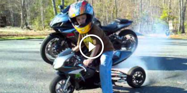 Father Teaching His Son To Do Burnouts With A Custom 49cc