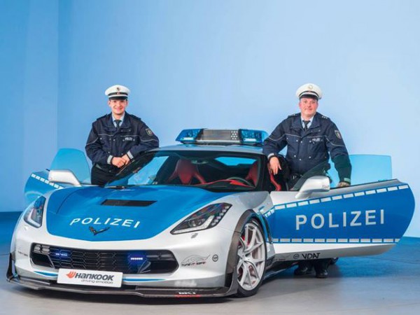 Chevy Corvette C7 German Police Car front three quarters